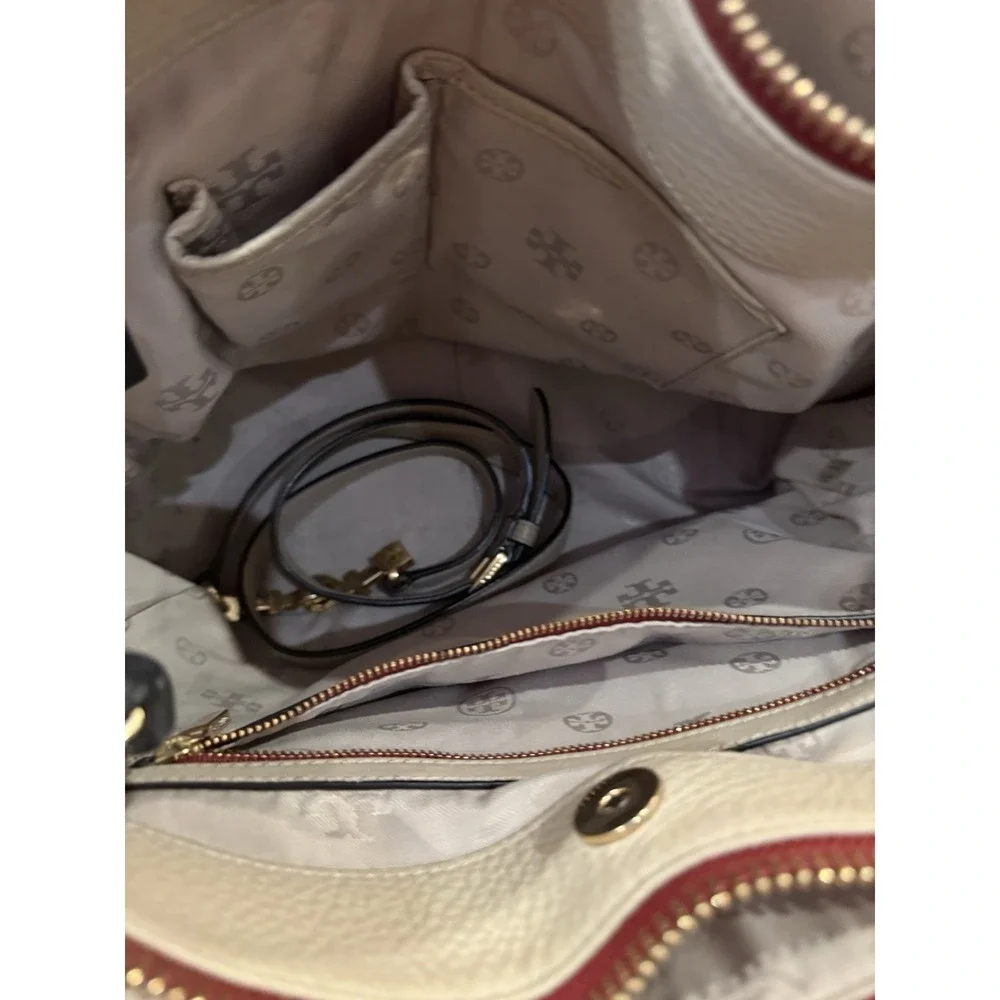 Tory Burch Robinson Pebbled Tri-color Square‎ Tote Crossbody 4 Compartment 598$